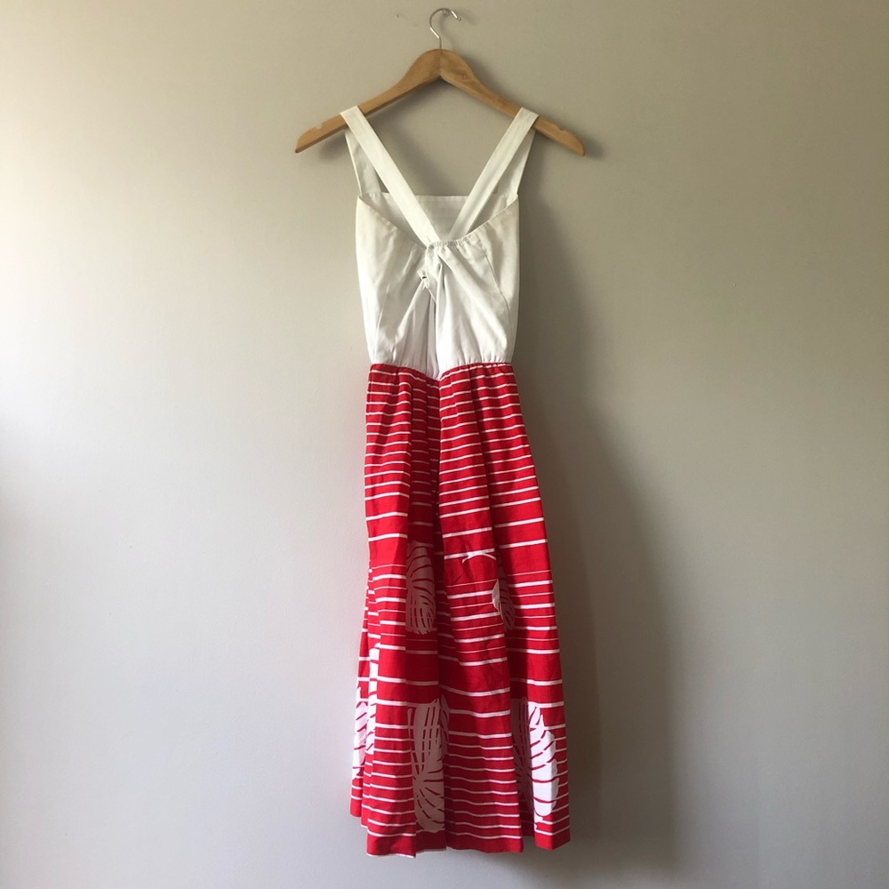 *SOLD* Vintage red white monstera print day dress - Picture 4 of 16